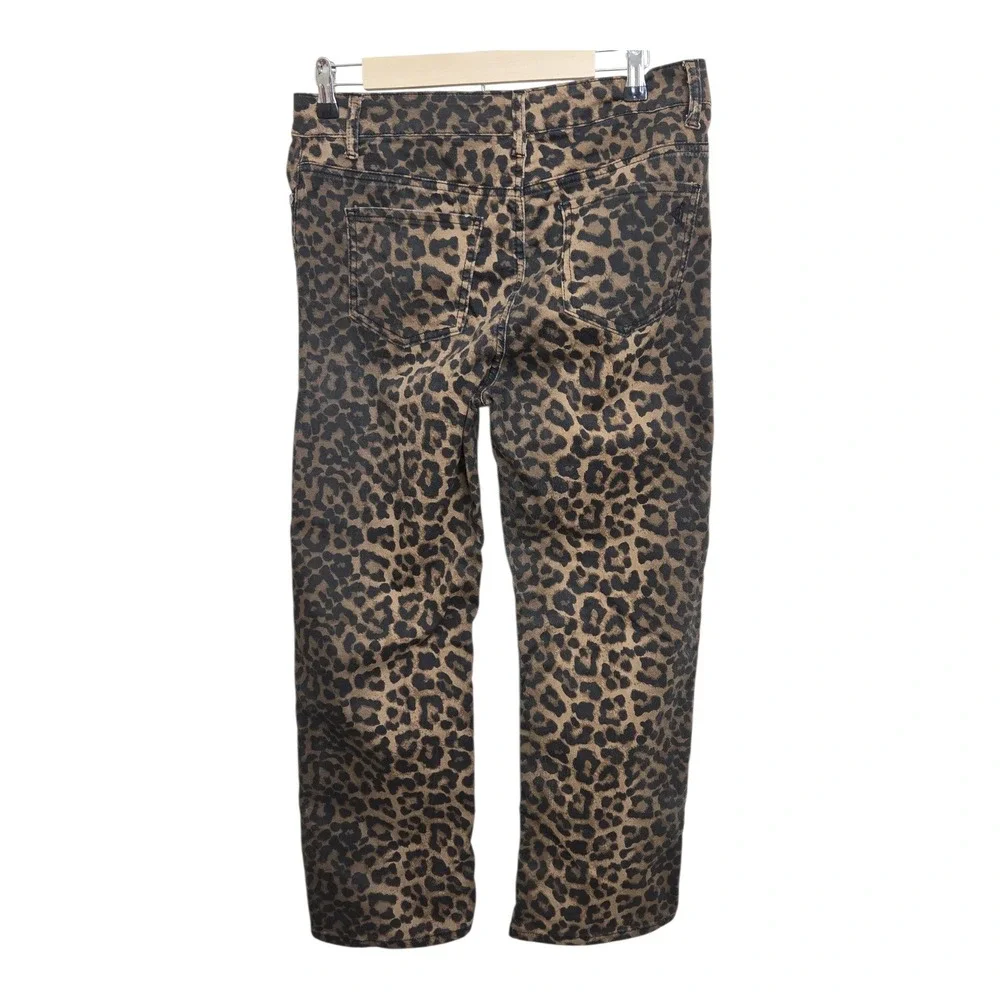 VIP Womens Leopard Print Cutout Jeans Rhinestone Straight Leg Denim Size 13/31 - Picture 5 of 6